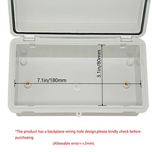 Zulkit 2pcs Junction Box ABS Plastic Dustproof Waterproof IP65 Electrical Boxes Hinged Shell Outdoor Universal Project Enclosure with 2 Cable Glands 7.9 x 3.9 x 2.8 inch (200x100x70mm) - size: 7.9" x 3.9" x 2.8"(2pcs)