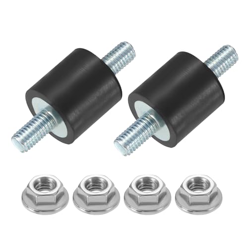 uxcell 2Pcs M5 x 12mm Rubber Mounts, 15 x 15mm Cylindrical Anti Vibration Isolator Studs Shock Absorber Double Studs with Nuts for Car Bobbin Generator Air Compressors - size: M5 x 12mm, 15 x 15mm