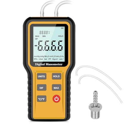 Digital Manometer HVAC,Differential Dual-Port Air Pressure Meter, - size: 0.4&0.4inch