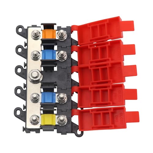 4way Midi Fuse Holder Automotive Marine Boat Car Audio Brass Fuse Blocks Midi Holder 1in 4 Out with 30A 60A 100A Midi Fuses Distribution Block - size: 4way Midi