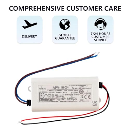 APV-16-24 24V 16.08W Switching Power Supply for LED Lighting and Decoration, 0.67A Output, 90-264VAC Input, IP42 Protection