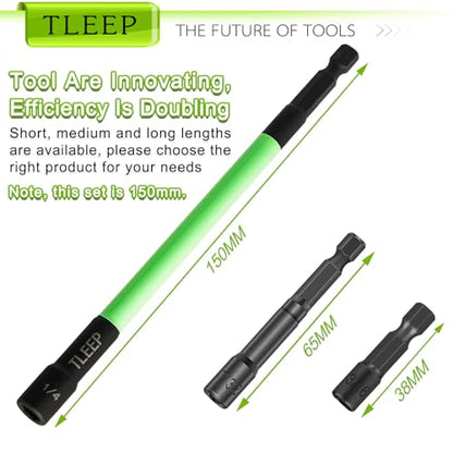 150mm 1/4" Magnetic Nut Driver Set for Impact Drill, 1/4" Hex Shank - size: F.1/4"