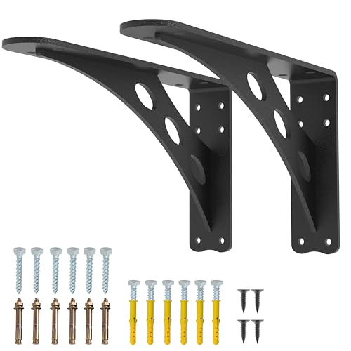 12 x 7 in Black Heavy Duty Floating Shelf Brackets, Holds 1000lb - color: Black Max Load 1000 Lbs, size: 12IN×7IN