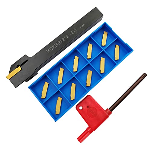 Lathe Grooving Tool Holder Grooving Cut-Off Tool Holder MGEHR1212-2 With 11pcs MGMN200-G Indexable Carbide Grooving Inserts
