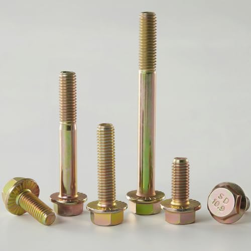 M8 x 70mm Flanged Hex Head Bolts, M8x1.25 Pitch, Grade 10.9 Alloy Steel, Color Zinc Plated, Half Thread, 8 Pack - size: M8 x 70mm(8PCS)