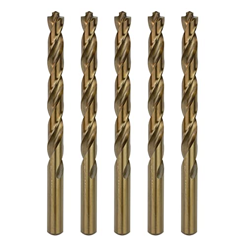 3/8 Inch Cobalt Drill Bit Set 5pcs Heavy-Duty Drill Bits for Metal, Steel, Cast Iron (3/8" x 5") - size: 3/8 in (5-Piece Set)