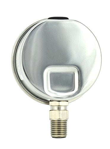 1-1/2" Pressure Gauge, Stainless Steel Case, Chrome Plated Brass Connection, Lqiuid Filled, Compound Vacuum -30 Hg - 0-160 psi Lower Mount 1/8" NPT - style: -30 / 0 / +160 inHg/psi