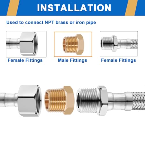 4PCS 3/4" NPT Male to 3/8" NPT Female Brass Reducer Hex Bushing, Solid Brass Pipe Fitting Adapter for Reducing Connections in Plumbing, Air Compressor, Fuel, Pneumatic Systems (3/4" MPT x 3/8" FPT) - size: 3/4" npt male to 3/8" npt female