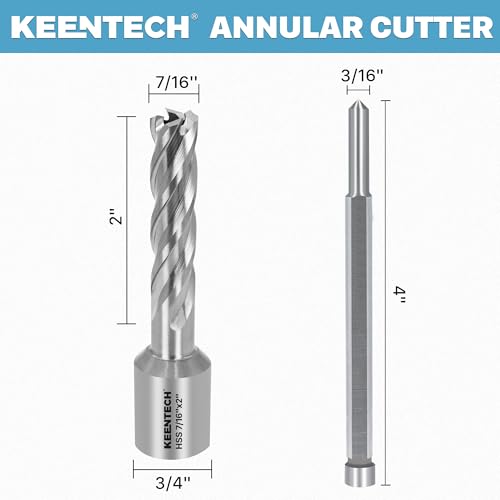 KEENTECH M2AL HSS Annular Cutter,7/16 Inch Diameter x 2 Inch Depth - size: 7/16" dia, style: 2" depth