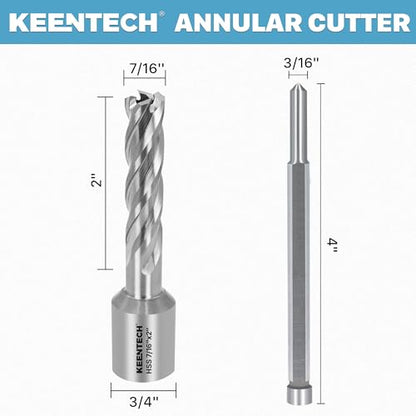 KEENTECH M2AL HSS Annular Cutter,7/16 Inch Diameter x 2 Inch Depth - size: 7/16" dia, style: 2" depth