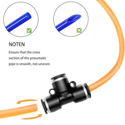 28 Pieces 1/4 Push to Connect Fittings, Plastic Pneumatic Tee Union Fittings T Shaped Quick Connect Air Hose Fittings Air Line Pneumatic Fittings Kit (Black, 1/4 Inch Od)
