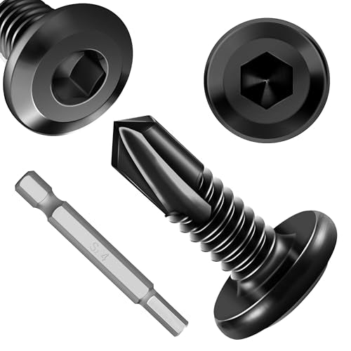 100Pcs 10 x 5/8" Sheet Metal Screws, Stainless Steel Flat Head Socket Cap Self Drilling Screw, Allen Socket Drive Black Oxide, Self Tapping Screws with Drill Bit - color: Black, size: #10 x 5/8"