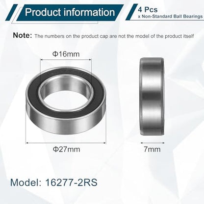 uxcell 4Pcs 16277-2RS Non-Standard Ball Bearings 16mm ID x27mm OD x7mm T - size: 16277-2RS