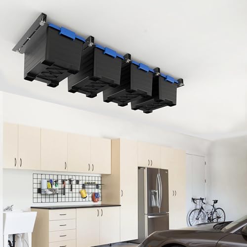 EVERHANGER Ceiling Storage Rack, Heavy Duty Overhead Storage Rack - style: For 4 Bins