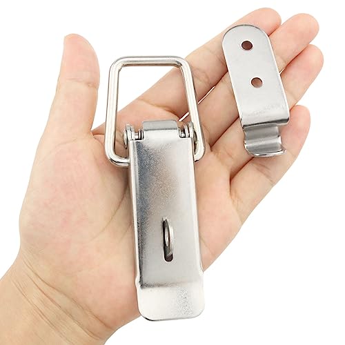 4PCS 106mm Stainless Steel 90-Degree Tool Box Hood Locks Latches Cabinet Trunk Trailer Tool Box Door Hood Locks Latches Tool Box Hasps Closet Case Box Chest Barn Crate Hasps Latches - size: 106mm