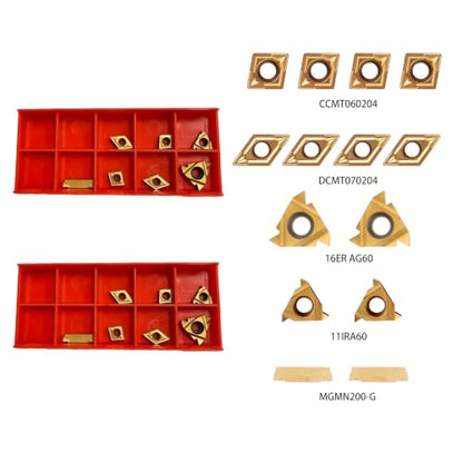 1/2" 12mm 14Pcs Carbide Lathe Inserts for Turning & Boring - color: 14pcs Lathe Inserts