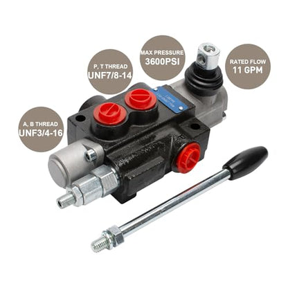 Hydraulic Control Valve with Joystick, 1 Spool 11GPM Hydraulic Directional Valve for Log Splitters, Tractors Loaders Black - size: 11GPM 1 Spool 1 Joystick