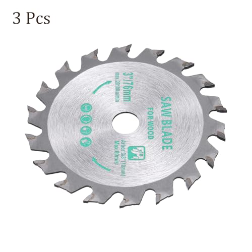 3pcs Circular Saw Blade - [3 Inch x 18 Teeth x 3/8 Inch Arbor] Tungsten Carbide Tipped Table Miter Saw Blades for Wood Aluminum Soft Metal Use | Silver - style: 18 Teeth
