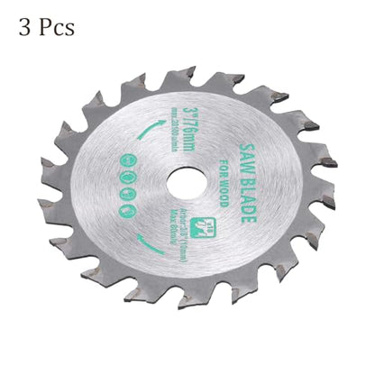 3pcs Circular Saw Blade - [3 Inch x 18 Teeth x 3/8 Inch Arbor] Tungsten Carbide Tipped Table Miter Saw Blades for Wood Aluminum Soft Metal Use | Silver - style: 18 Teeth