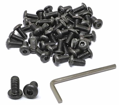 iexcell 50 Pcs 1/4-20 x 1/2" Alloy Steel 10.9 Grade Hex Socket Button Head Cap Screws Bolts Kit, Black Oxide Finish - size: 1/4-20 x 1/2"