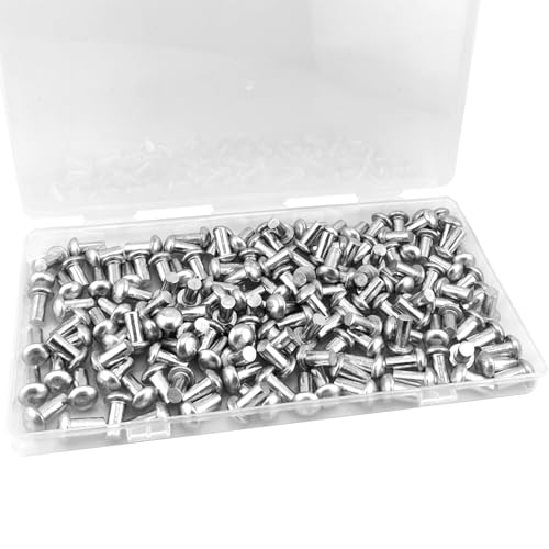 ALLCLEAN 3/16" Diameter X 3/8" Length Solid Aluminum Brazier Head Rivets,Aluminum Boat Rivets,Round/Dome Head Rivet,Pack of 150 - size: 3/16" x 3/8"