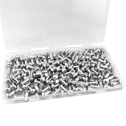 ALLCLEAN 3/16" Diameter X 3/8" Length Solid Aluminum Brazier Head Rivets,Aluminum Boat Rivets,Round/Dome Head Rivet,Pack of 150 - size: 3/16" x 3/8"