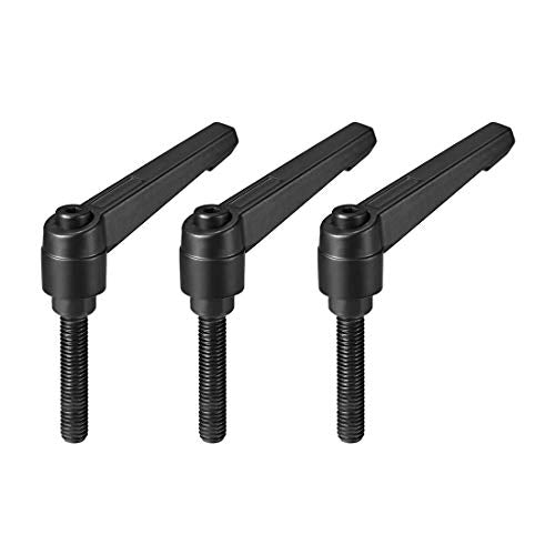 uxcell M8 x 40mm Handle Adjustable Clamping Lever Thread Push Button Ratchet Male Threaded Stud Knobs Rotating Screw Handles Bolts with Locking Lever Black 3pcs - size: M8 x 40mm