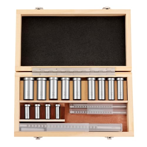 22 PCS Keyway Broach Set Metric, Hss Keyway Broach Kit, Accusize Industrial Tools in Fitting Box Includes 4 Broaches, 5 Shims, and 13 Bushings for Steel, Iron, Nylon, Stainless Steel