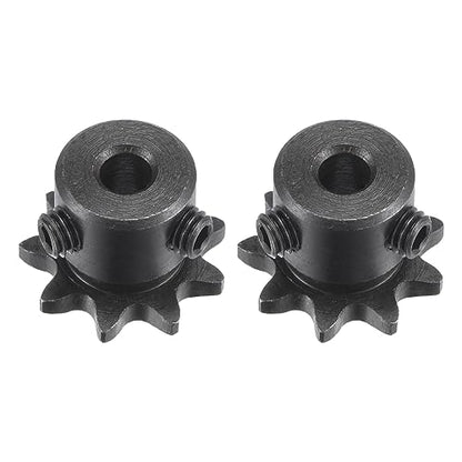 uxcell #25 Chain Roller Sprocket, 5mm Bore 1/4" Pitch 9 Tooth Single Strand Chain Sprocket, C45 Carbon Steel 25 Roller Chain Sprocket with Set Screws for ISO 04C Chain, 2Pcs - size: 21mmx5mm
