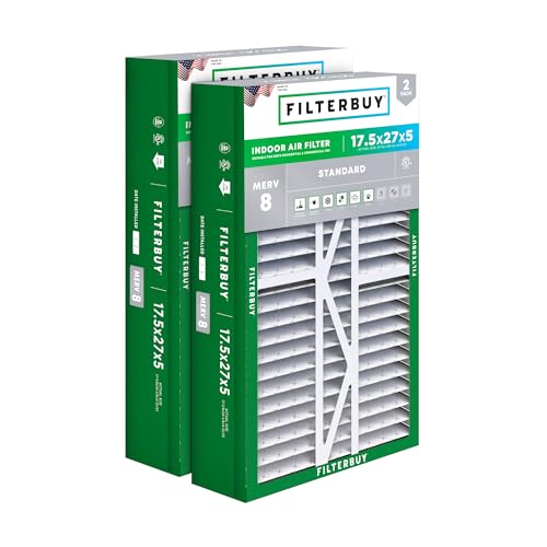 Filterbuy 17.5x27x5 Air Filter MERV 8 Dust & Allergy Defense (2-Pack) - size: 17.5x27x5