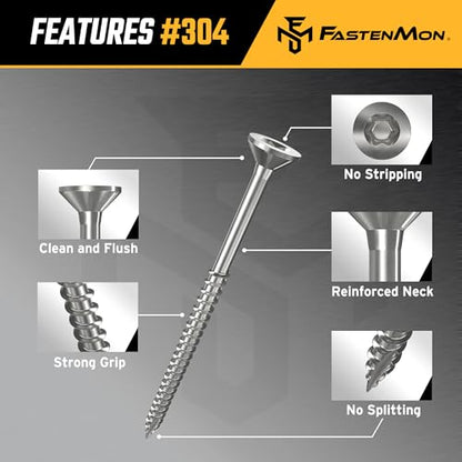 304 Stainless Steel Deck Screws, #10 x 3, 100 PCS - size: #10 x 3"