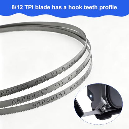 44-7/8 inch Portable Bandsaw Blades 8/12 TPI, Replacement for DeWalt, Milwaukee Portable Band Saw Blades, 44-7/8" x 1/2" x .020" 8/12 TPI, 3-Pack - size: 44-7/8" x 1/2" x .020", 8/12 TPI, 3-Pack