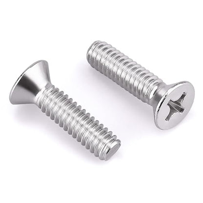 #8-32 x 7/8" Flat Countersunk Head Machine Screws, Phillips Drive, 304 Stainless Steel 18-8, Full Thread, Coarse Thread UNC, 50 PCS - size: #8-32 x 7/8"