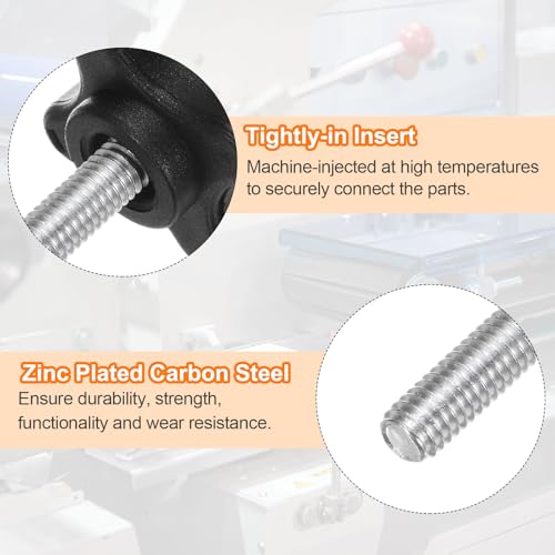 HARFINGTON 6pcs Star Clamping Knobs M6 x 55mm Metric Male Thread 32mm 4-Point Plastic Head Threaded Stud Knob Hand Tightening Thumb Screw Jig Handle, Black - size: M6 x 55mm x 32mm