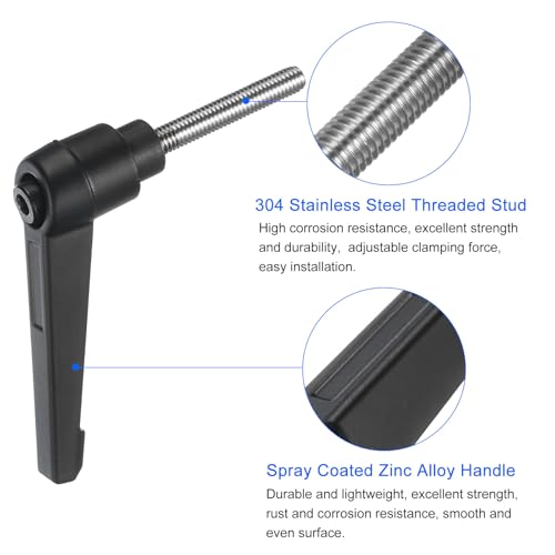 uxcell 4pcs Clamping Lever Handles, M5 x 35mm 304 Stainless Steel Threaded Male Stud, Adjustable Handles Locking Quick Release Ratchet Push Button Bolt Knobs, Black - size: M5 x 35mm