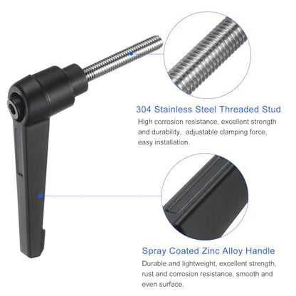uxcell 4pcs Clamping Lever Handles, M5 x 35mm 304 Stainless Steel Threaded Male Stud, Adjustable Handles Locking Quick Release Ratchet Push Button Bolt Knobs, Black - size: M5 x 35mm