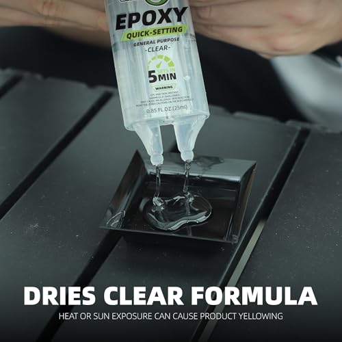 2 Part Epoxy Glue - Dries Clear, 5 Minute Epoxy with 2 Mixing Kits - size: 25ml - 2 Pack