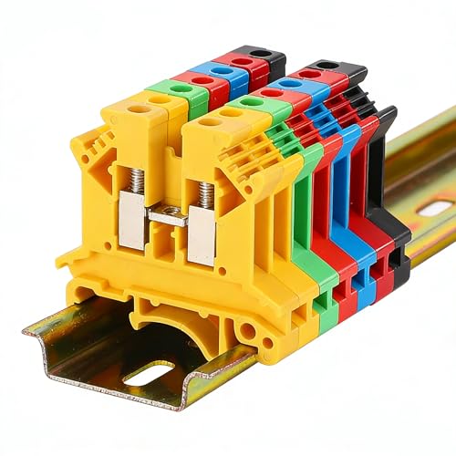 100PCS Yellow UK2.5B Terminal Block DIN Rail Terminal Blocks - Application for 12-22 AWG 800V Electrical Cabinets Distribution Box,Solar Power System,PLC Industrial Control Automation Panel DIY CNC RV - color: UK2.5B Yellow