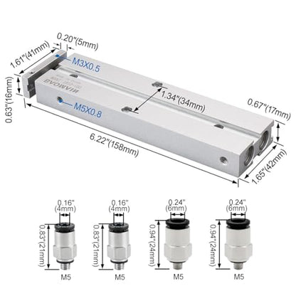 BAOMAIN Double Rod Pneumatic Air Cylinder TN10x100 10mm Bore 100mm Stroke - style: Stroke 100 mm(3.93 inch)