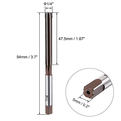 uxcell 1/4" Hand Reamer H8 Accuracy Alloy Tool Steel 6 Flutes Straight Shank Milling Cutter Tool - size: 1/4"