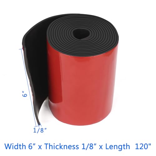 HooTown Adhesive Solid Rubber Strips, Self Neoprene Rubber Sheets Rolls Red - color: 1/8" Thick Adhesive, size: 6” W x 120" L