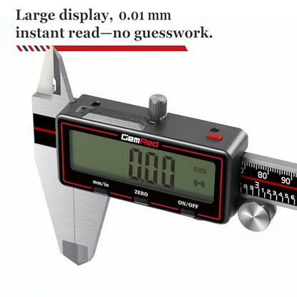 GemRed Wireless Digital Caliper 8 Inch with Data Output, Auto Off