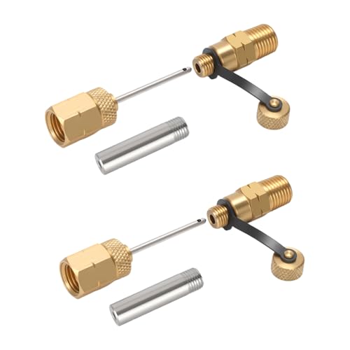 MEASUREMAN Brass Gauge Adaptor 1/4NPT Female，2-1/2 OAL x 1-2/5" x 1/8" Probe with Stainless Steel Sheath，Pressure Gauge Fitting kit (2Pack) - size: 1/4 NPT Female(2 Pack)