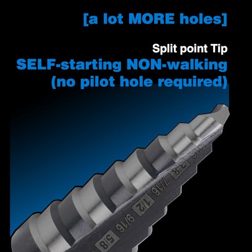 M2 HSS Step Drill Bit Unibit, 1/4"-3/4", Metal Wood Plastic - size: 1/4" to 3/4"