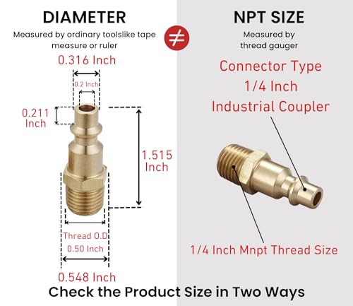 Air Hose Fittings & Coupler Plug, 1/4-Inch NPT Male - size: 1/4 inch NPT Male Plug, 2 Piece