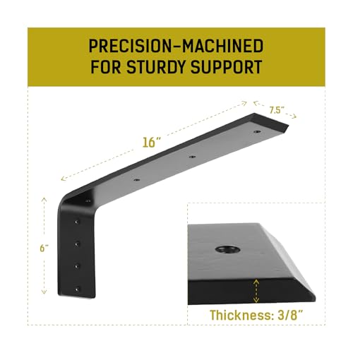 LOSTRONAUT 16" Heavy Duty L Bracket Metal Shelf Support Wall Bracket