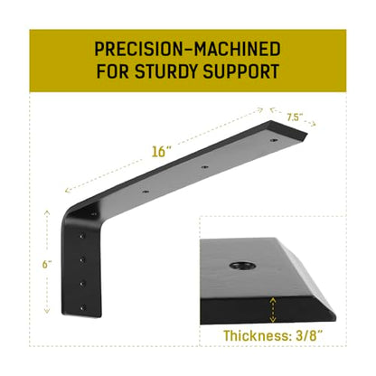 LOSTRONAUT 16" Heavy Duty L Bracket Metal Shelf Support Wall Bracket