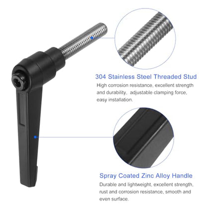uxcell 2pcs Clamping Lever Handles, M8 x 35mm 304 Stainless Steel Threaded Male Stud, Adjustable Handles Locking Quick Release Ratchet Push Button Bolt Knobs, Black - size: M8 x 35mm