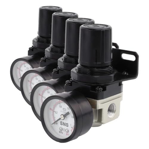 SNS Air Compressor Pressure Regulator With Bracket and Gauge Female Thread 1/4 NPT 0-150 PSI Adjustable AR2000-N02 (Pack of 4) - color: AR, size: 2000-N02 (Pack of 4)