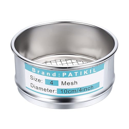 PATIKIL Lab Sieve 4 Mesh(5mm) 3.9"(10cm) Diameter Sifting Screen - size: 4 Mesh(5mm)/3.9"